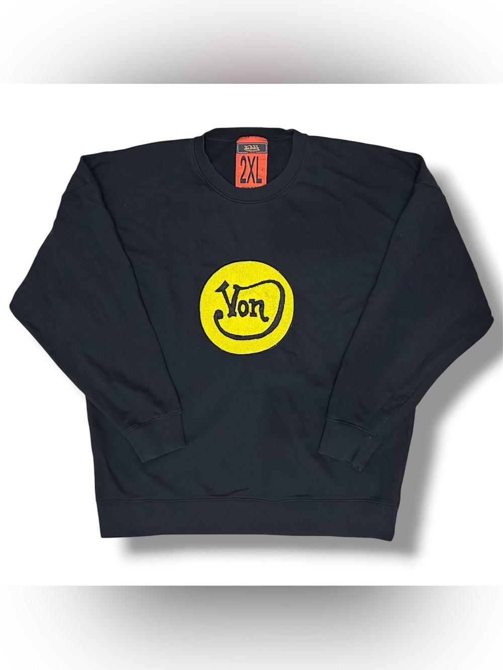 Von Dutch Paris Oversized Black Sweatshirt w/ Beaded Yellow Logo Size 2XL